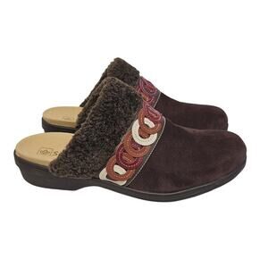 Spenco Ojai French‎ Roast Brown Suede Arch Support Comfy Clogs Size 10 D